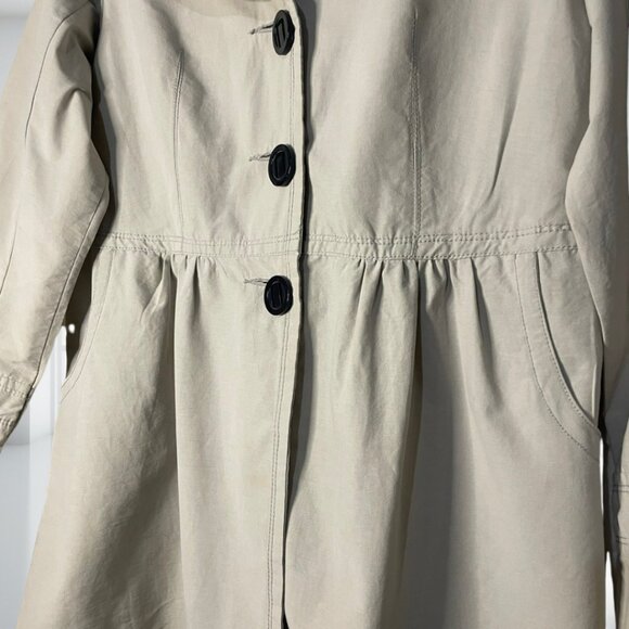 Live a Little Large Khaki Tan Stylish Coat Jacket Cotton Blend Peplum Detail - Picture 4 of 11